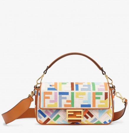 Fendi Baguette Medium Bag In Multicolour Canvas