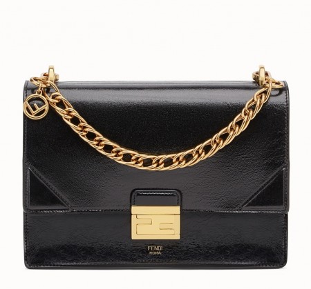 Fendi Kan U Bag In Black Glossy Lambskin