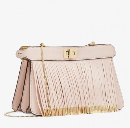 Fendi Pink Peekaboo ISeeU Pochette Bag With Fringes