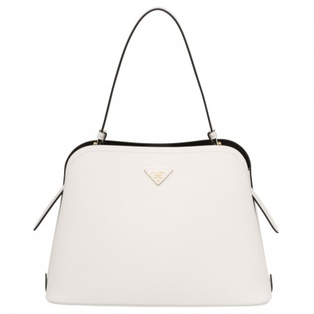 Prada Matinee Tote Bag In White Saffiano Leather