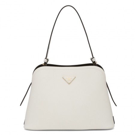 Prada Matinee Small Bag In White Saffiano Leather