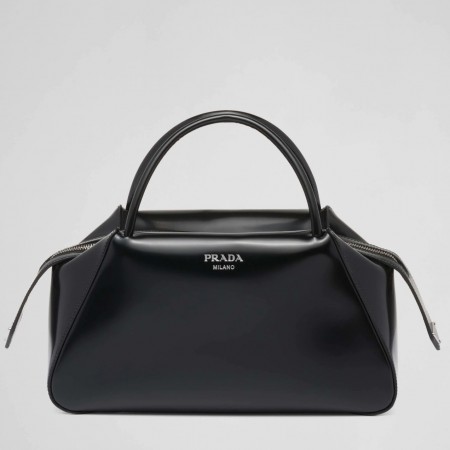 Prada Supernova Medium Handbag In Black Brushed Leather