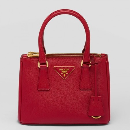 Prada Mini Galleria Bag In Red Saffiano Leather