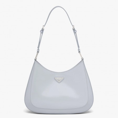 Prada Cleo Shoulder Large Bag In Blue Brushed Leather