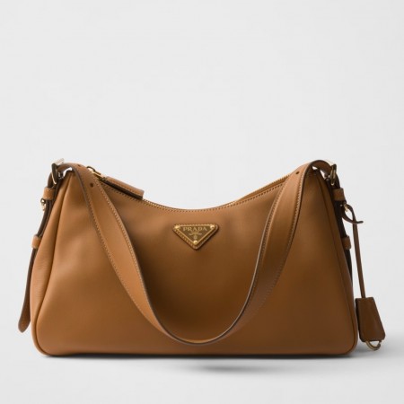 Prada Aimee Medium Shoulder Bag in Brown Leather 
