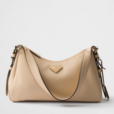 Prada Aimee Medium Shoulder Bag in Travertine Leather 