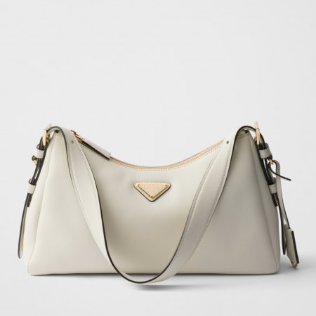 Prada Aimee Medium Shoulder Bag in White Leather 