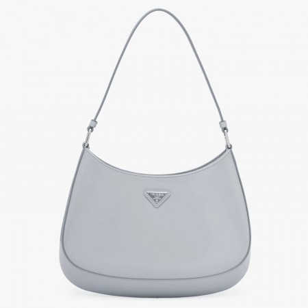 Prada Cleo Shoulder Small Bag In Blue Brushed Leather