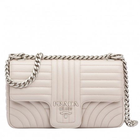 Prada Medium Diagramme Flap Bag In Ivory Calfskin