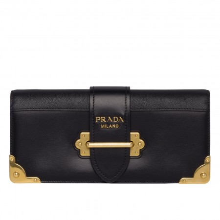 Prada Cahier Clutch In Black Saffiano Calf Leather