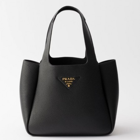 Prada Small Tote Bag in Black Grained Leather