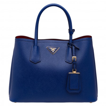 Prada Blue Saffiano Double Medium Bag