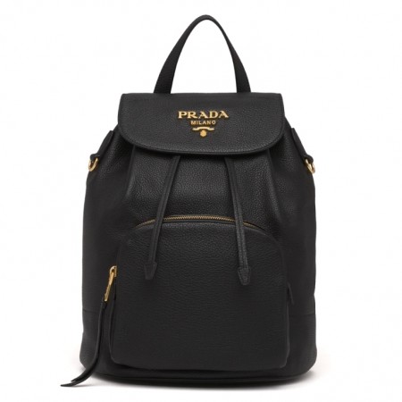 Prada Backpack In Black Grained Calfskin