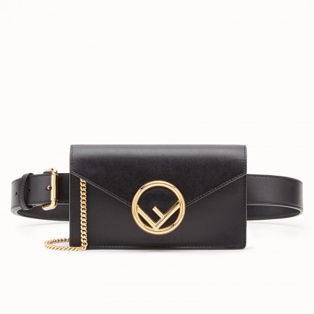 Fendi Kan I F Belt Bag In Black Calfskin