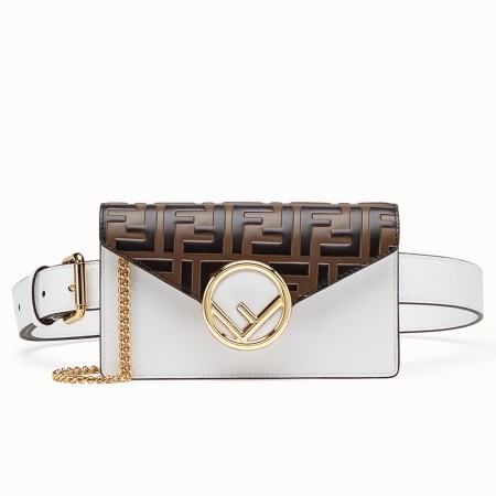 Fendi White Kan I F Belt Bag With FF Motif