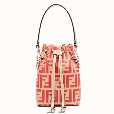 Fendi FF Mon Tresor Mini Bucket Bag In Beige Calfskin