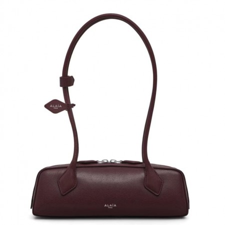 Alaia Le Teckel Small Shoulder Bag in Burgundy Goatskin