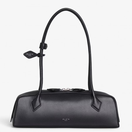 Alaia Le Teckel Medium Shoulder Bag in Black Goatskin