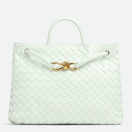 Bottega Veneta Small Andiamo Bag In Glacier Intrecciato Lambskin