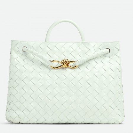 Bottega Veneta Andiamo Medium Bag In Glacier Intrecciato Lambskin