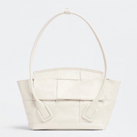 Bottega Veneta Arco Small Bag In White Intrecciato Leather