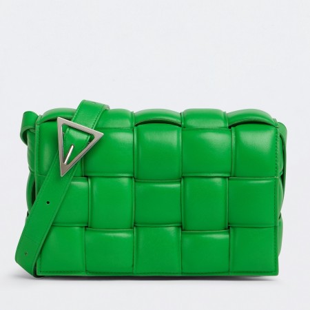 Bottega Veneta Padded Cassette Bag In Green Lambskin