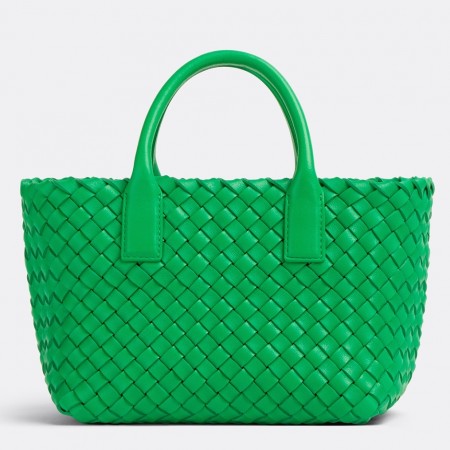 Bottega Veneta Mini Cabat Bag In Parakeet Intrecciato Lambskin