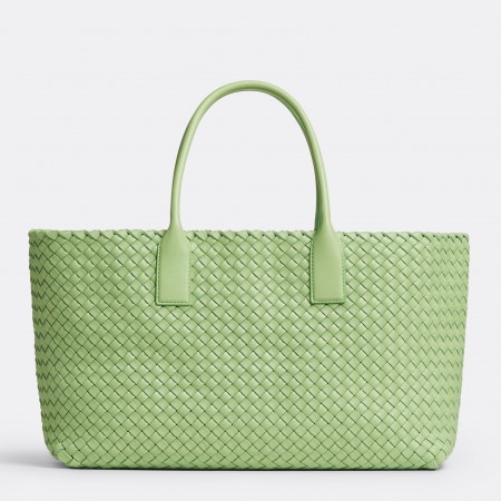 Bottega Veneta Cabat Medium Bag In Pistachio Intrecciato Lambskin