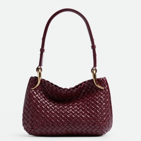 Bottega Veneta Clicker Small Bag in Bordeaux Intrecciato Lambskin