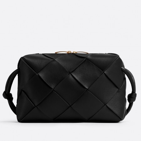 Bottega Veneta Small Cassette Camera Bag In Black Lambskin