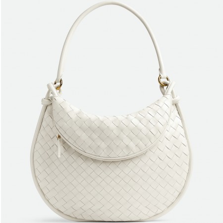 Bottega Veneta Gemelli Large Bag in White Intrecciato Lambskin