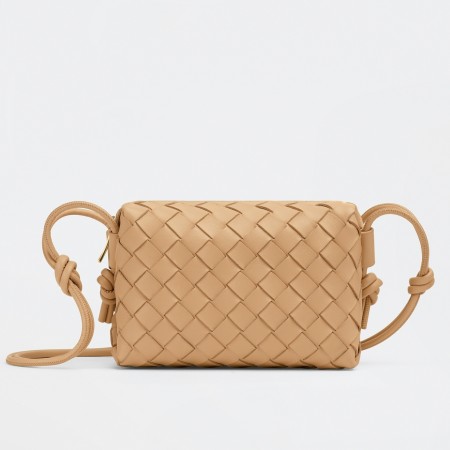 Bottega Veneta Mini Loop Bag In Beige Intrecciato Lambskin