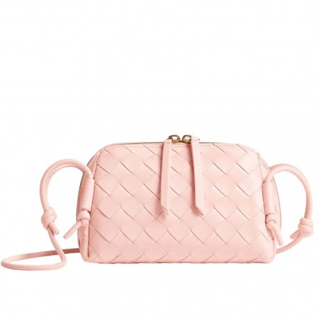 Bottega Veneta Concert Pouch in Pink Intrecciato Lambskin