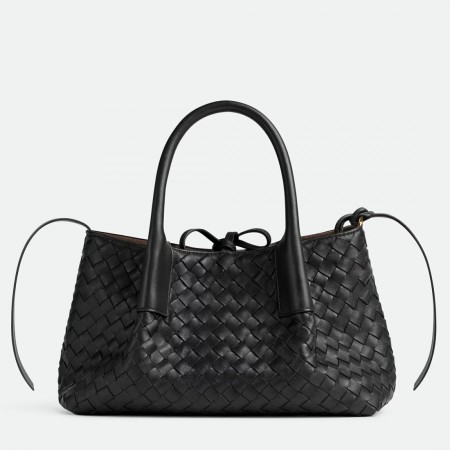 Bottega Veneta Pinacoteca Small Bag in Black Intrecciato Calfskin