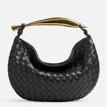 Bottega Veneta Small Sardine Bag In Black Intrecciato Lambskin