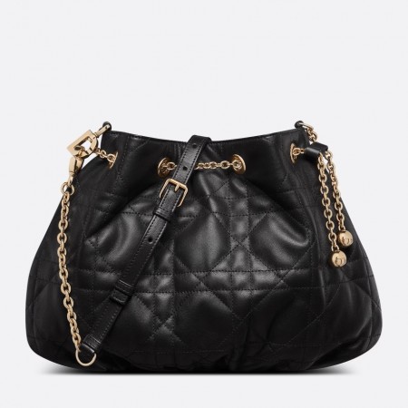 Dior Ammi Medium Bag in Black Macrocannage Lambskin