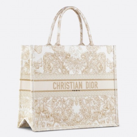 Dior Large Book Tote Bag in Butterfly Around The World Embroidery