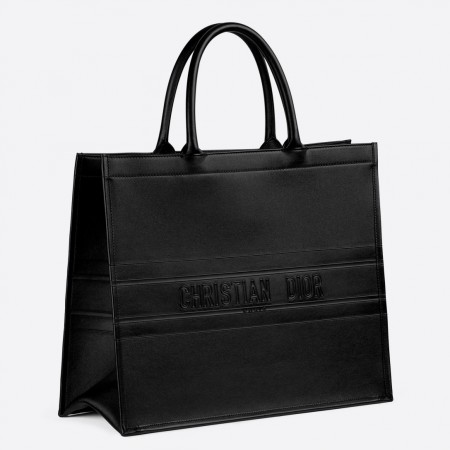 Dior Book Tote Bag In Black Smooth Calfskin