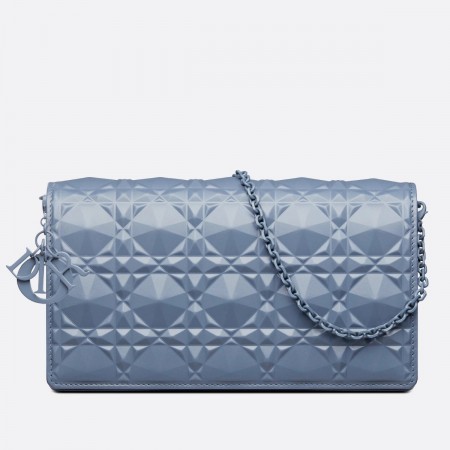 Dior Lady Dior Pouch In Denim Diamond Calfskin