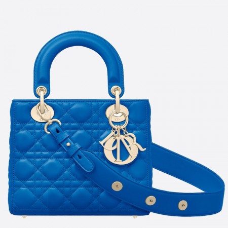 Dior My Lady Dior Bag In Blue Lambskin