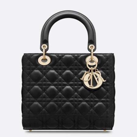 Dior Medium Lady Dior Bag In Black Cannage Lambskin