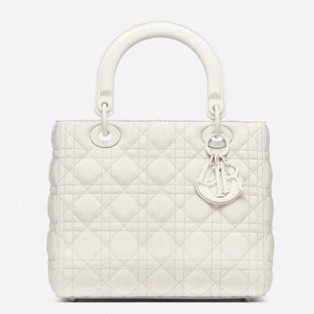Dior Medium Lady Dior Bag In White Ultra Matte Calfskin