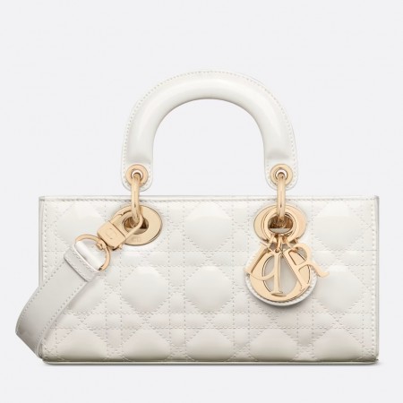 Dior Lady D-Joy Small Bag in White Patent Calfskin