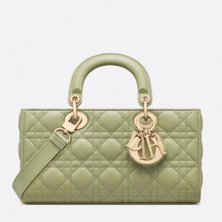 Dior Lady D-Joy Medium Bag In Ethereal Green Cannage Lambskin