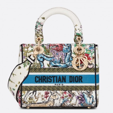 Dior Medium Lady D-Lite Bag In Latte D-Constellation Embroidery