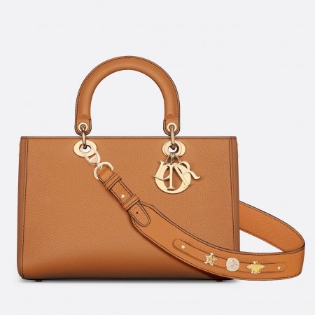 Dior Medium Lady D-Sire My ABCDior Bag in Brown Bull Leather