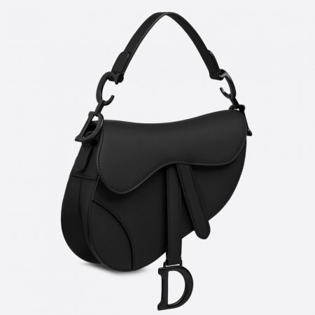 Dior Mini Saddle Bag In Black Ultra Matte Leather