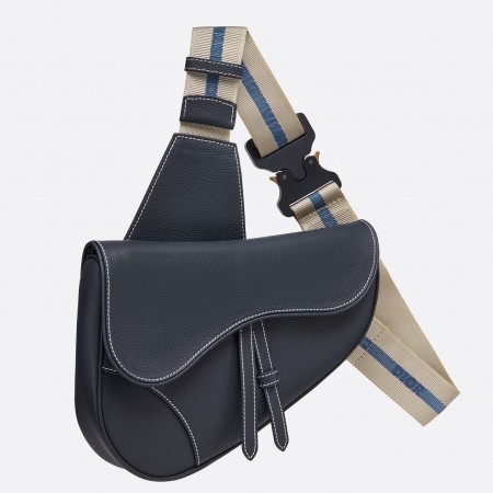 Dior Men's Saddle Belt Bag In Navy Grained Calfskin