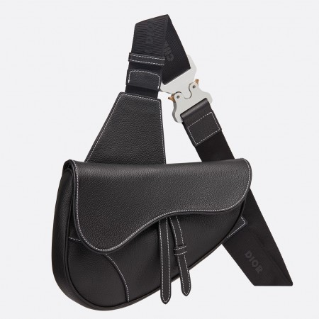 Dior Men's Saddle Belt Bag In Black Grained Calfskin