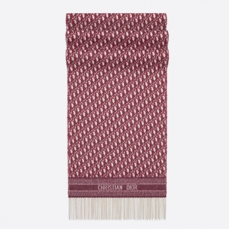 Dior Oblique Scarf In Burgundy Cashmere